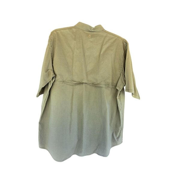 Browning Mens Short Sleeve Shirt size L Olive Green Cotton Polyester - Picture 4 of 5